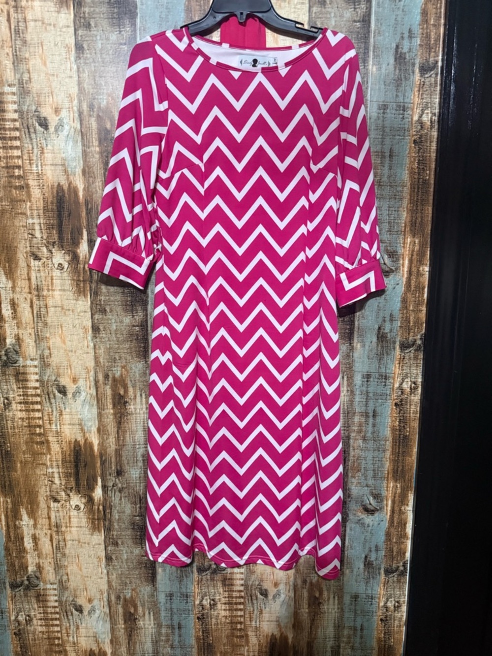 Dainty Jewells Pink and White Chevron Midi Dress